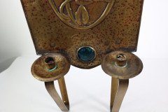Margaret Gilmour Arts & Crafts Brass Wall Sconce with Stylized Floral Decoration - Thumbnail 19