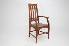 Two Glasgow Style Arts & Crafts Oak Armchairs & a Single Matching Dining Chair - Thumbnail 17