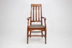 Two Glasgow Style Arts & Crafts Oak Armchairs & a Single Matching Dining Chair - Thumbnail 18