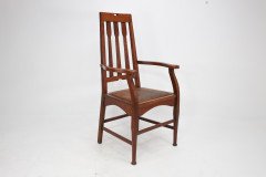 Two Glasgow Style Arts & Crafts Oak Armchairs & a Single Matching Dining Chair - Thumbnail 19