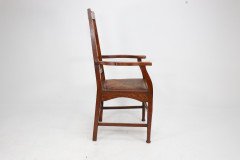 Two Glasgow Style Arts & Crafts Oak Armchairs & a Single Matching Dining Chair - Thumbnail 20