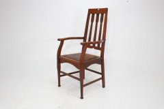 Two Glasgow Style Arts & Crafts Oak Armchairs & a Single Matching Dining Chair - Thumbnail 25