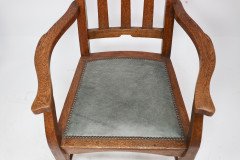 Two Glasgow Style Arts & Crafts Oak Armchairs & a Single Matching Dining Chair - Thumbnail 27