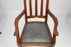 Two Glasgow Style Arts & Crafts Oak Armchairs & a Single Matching Dining Chair - Thumbnail 28