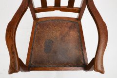 Two Glasgow Style Arts & Crafts Oak Armchairs & a Single Matching Dining Chair - Thumbnail 32
