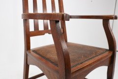 Two Glasgow Style Arts & Crafts Oak Armchairs & a Single Matching Dining Chair - Thumbnail 34