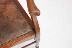 Two Glasgow Style Arts & Crafts Oak Armchairs & a Single Matching Dining Chair - Thumbnail 37