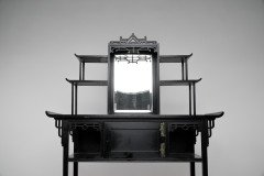 Heals, attributed. An Anglo-Japanese Ebonized Side Cabinet with Japanese Fretwork - Thumbnail 9