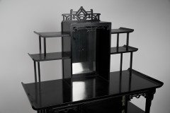 Heals, attributed. An Anglo-Japanese Ebonized Side Cabinet with Japanese Fretwork - Thumbnail 13