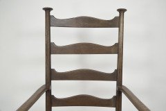 Liberty & Co. Style of Cfa Voysey. a Pair of Oak Rush Seat Ladderback Armchairs - Thumbnail 3