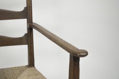 Liberty & Co. Style of Cfa Voysey. a Pair of Oak Rush Seat Ladderback Armchairs - Thumbnail 7