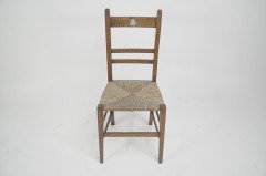Liberty and Co. a Pair of Arts & Crafts Oak Rush Seat Chairs Inlaid with Pewter Hearts - Thumbnail 2