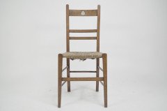 Liberty and Co. a Pair of Arts & Crafts Oak Rush Seat Chairs Inlaid with Pewter Hearts - Thumbnail 3