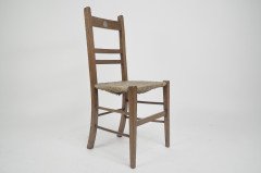 Liberty and Co. a Pair of Arts & Crafts Oak Rush Seat Chairs Inlaid with Pewter Hearts - Thumbnail 4
