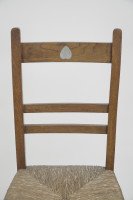Liberty and Co. a Pair of Arts & Crafts Oak Rush Seat Chairs Inlaid with Pewter Hearts - Thumbnail 7