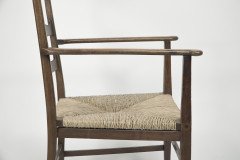 Liberty & Co. Style of Cfa Voysey. a Pair of Oak Rush Seat Ladderback Armchairs - Thumbnail 18