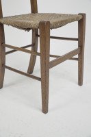 Liberty and Co. a Pair of Arts & Crafts Oak Rush Seat Chairs Inlaid with Pewter Hearts - Thumbnail 9