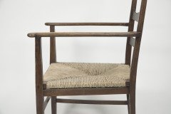Liberty & Co. Style of Cfa Voysey. a Pair of Oak Rush Seat Ladderback Armchairs - Thumbnail 21