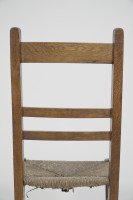 Liberty and Co. a Pair of Arts & Crafts Oak Rush Seat Chairs Inlaid with Pewter Hearts - Thumbnail 13