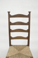 Liberty & Co. Style of Cfa Voysey. a Pair of Oak Rush Seat Ladderback Armchairs - Thumbnail 30