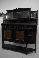 An Aesthetic Movement Part Ebonized Side Cabinet with Carved and Gilt Sunflower Florets - Thumbnail 2