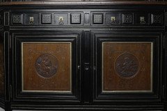 An Aesthetic Movement Part Ebonized Side Cabinet with Carved and Gilt Sunflower Florets - Thumbnail 4