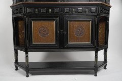 An Aesthetic Movement Part Ebonized Side Cabinet with Carved and Gilt Sunflower Florets - Thumbnail 8