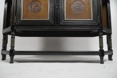 An Aesthetic Movement Part Ebonized Side Cabinet with Carved and Gilt Sunflower Florets - Thumbnail 11