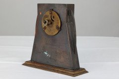 Glasgow School Patinated Brass Clock with Mother- Of- Pearl Inlaid Square Details - Thumbnail 3