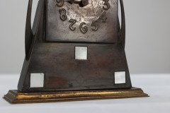 Glasgow School Patinated Brass Clock with Mother- Of- Pearl Inlaid Square Details - Thumbnail 8