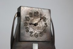 Glasgow School Patinated Brass Clock with Mother- Of- Pearl Inlaid Square Details - Thumbnail 9