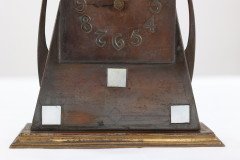 Glasgow School Patinated Brass Clock with Mother- Of- Pearl Inlaid Square Details - Thumbnail 10