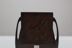 Glasgow School Patinated Brass Clock with Mother- Of- Pearl Inlaid Square Details - Thumbnail 12