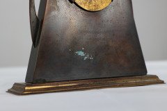 Glasgow School Patinated Brass Clock with Mother- Of- Pearl Inlaid Square Details - Thumbnail 15