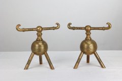 Dr Christopher Dresser for Benham and Froud. a Pair of Brass Fire Dogs - Thumbnail 2