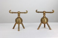 Christopher Dresser for Benham & Froud – Aesthetic Movement Brass Fire Dogs - Thumbnail 3