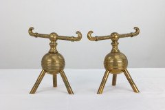 Christopher Dresser for Benham & Froud – Aesthetic Movement Brass Fire Dogs - Thumbnail 4