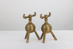 Christopher Dresser for Benham & Froud – Aesthetic Movement Brass Fire Dogs - Thumbnail 5