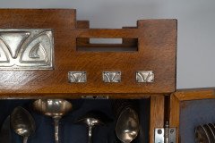 W Mf. a Stunning Rare Cutlery Service for 12 Persons in Original Stylised Secessionist Oak Cabinet - Thumbnail 8