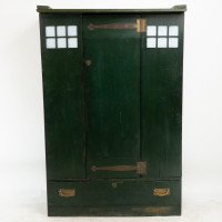 C. R. Mackintosh Guthrie & Wells, Glasgow School Stained Green Cypress Wardrobe - Thumbnail 2