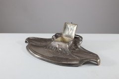 W Mf. Secessionist Art Nouveau Pewter Inkstand of Rectangular Organic Flowing Form - Thumbnail 11