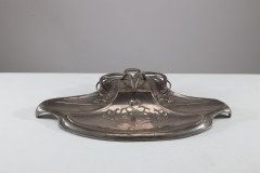 W Mf. Secessionist Art Nouveau Pewter Inkstand of Rectangular Organic Flowing Form - Thumbnail 9