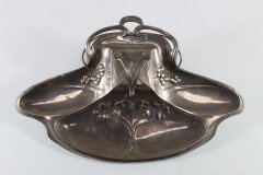 W Mf. Secessionist Art Nouveau Pewter Inkstand of Rectangular Organic Flowing Form - Thumbnail 14