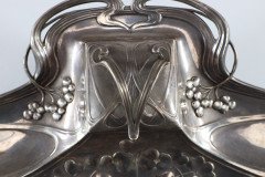 W Mf. Secessionist Art Nouveau Pewter Inkstand of Rectangular Organic Flowing Form - Thumbnail 16