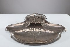 W Mf. Secessionist Art Nouveau Pewter Inkstand of Rectangular Organic Flowing Form - Thumbnail 10