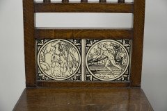 A Pair of Substantial Gothic Revival Oak Hall Chairs with Period Tiles - Thumbnail 8