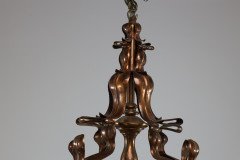 An Impressive Arts and Crafts Copper Chandelier with Original Vaseline Shades - Thumbnail 9