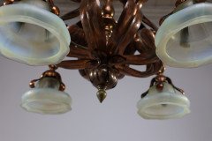An Impressive Arts and Crafts Copper Chandelier with Original Vaseline Shades - Thumbnail 12