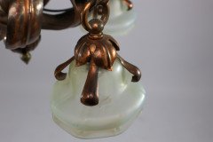 An Impressive Arts and Crafts Copper Chandelier with Original Vaseline Shades - Thumbnail 14