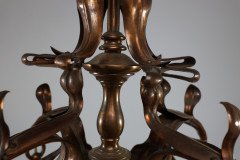 An Impressive Arts and Crafts Copper Chandelier with Original Vaseline Shades - Thumbnail 17